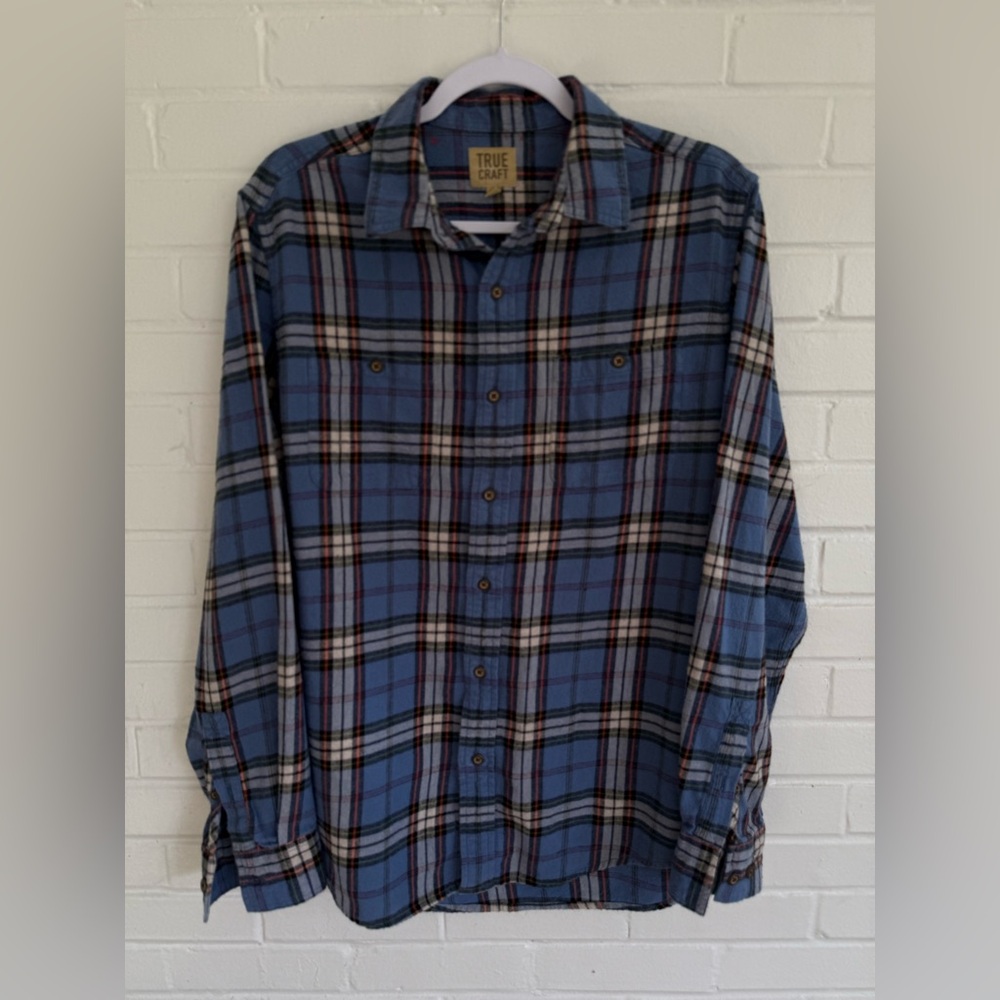 True Craft Blue Flannel Button Down Shirt